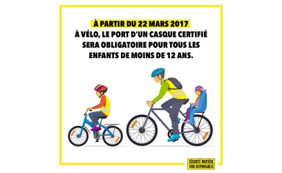 Nova Assurances, Casque à vélo obligatoire pour les enfants à partir du 22 mars 2017